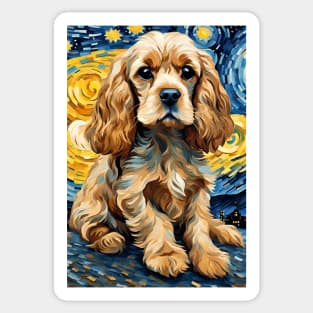 Cocker Spaniel Dog Breed Painting Dog Breed Painting in a Van Gogh Starry Night Art Style Sticker